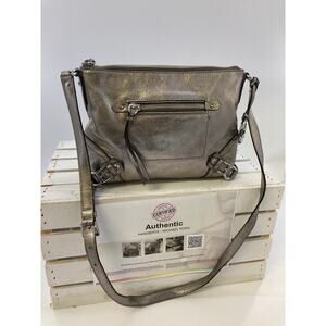 MICHAEL KORS, SILVER METALIC WITH SPARKEL SMALL WOMENS CROSSBODY BAG